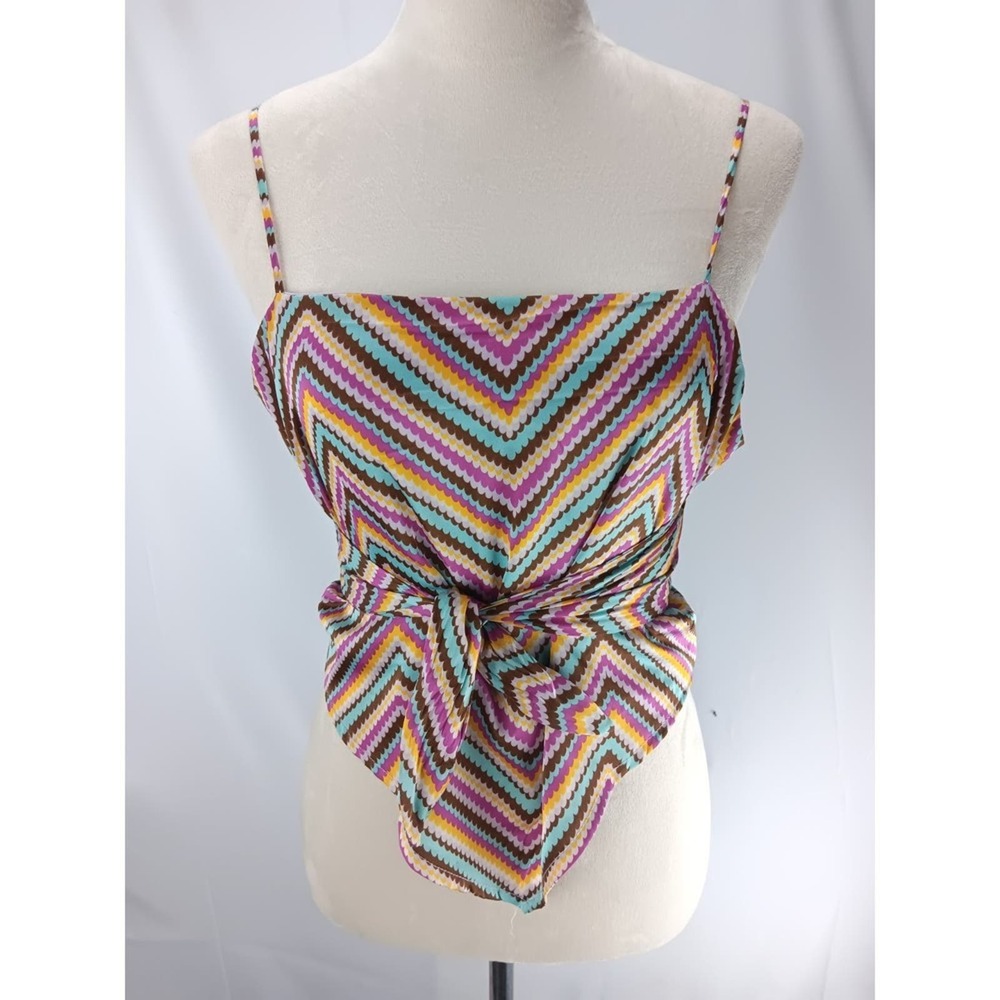 SO size large adjustable spaghetti strap top with elastic back and tie front